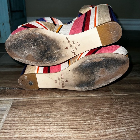 Kate Spade Stripe Dellie Derby Derbyshire Wedges - Picture 3 of 7